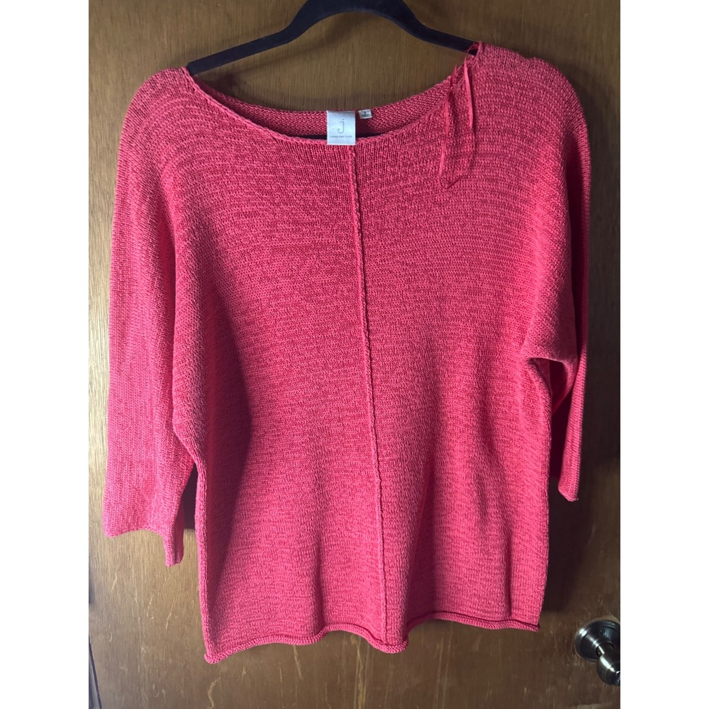 Jones New York Jones Sport Coral Pink Textured Knit Boat Neck Sweater Small